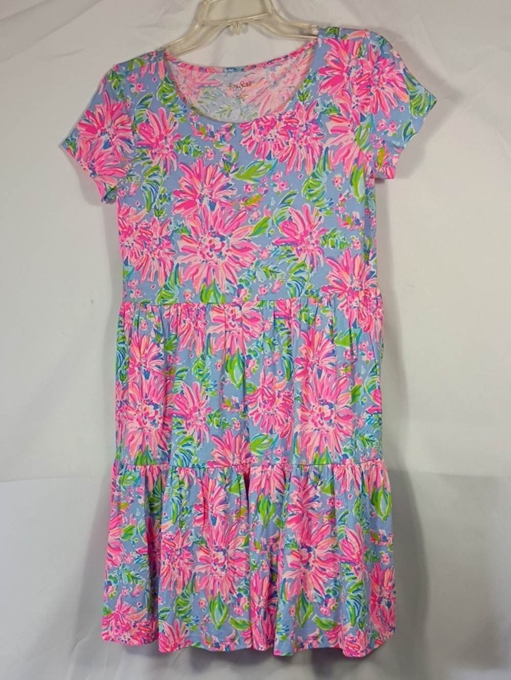 EUC Lilly Pulitzer Geanna Swing Dress Surf Blue So Shellegant Sz XS Cotton